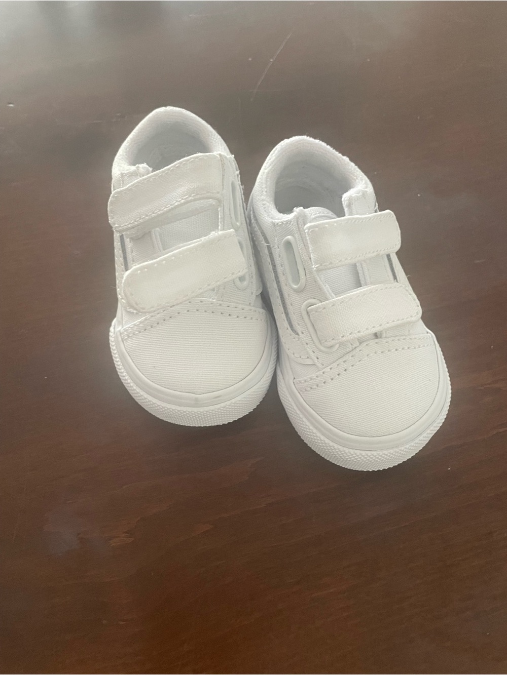 Toddler white Velcro strap vans size 2